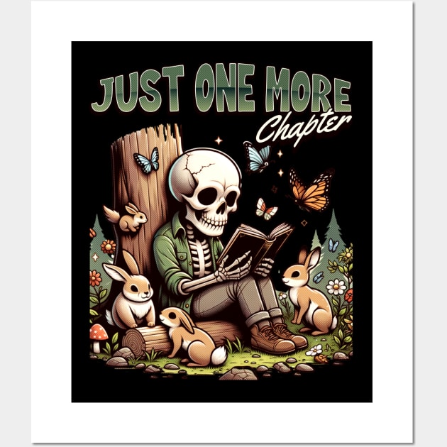 Just One More Chapter Skeleton Reading Wall Art by Hypnotic Highs